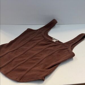 Brown Ribbed Corset style Tank